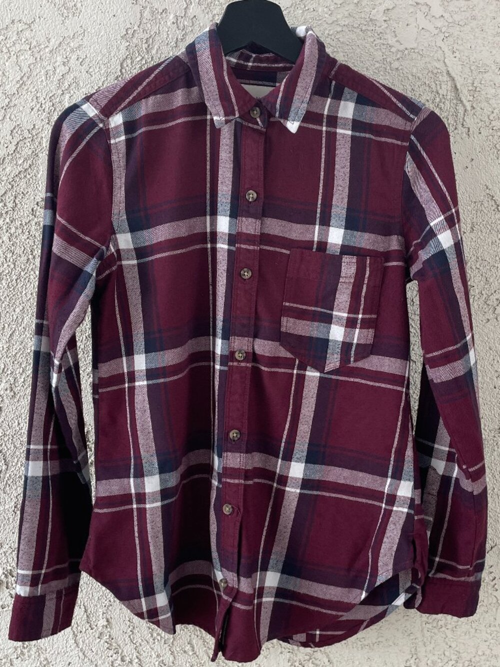 Abercrombie & Fitch Soft A&F Burgundy Plaid Flannel Shirt XS Dark Academia 90s